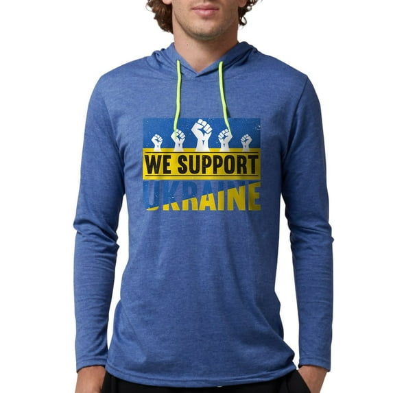CafePress - We Support Ukraine Long Sleeve T Shirt - Mens Hooded Shirt