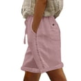 thumbnail image 6 of Womens Summer Bermuda Shorts Plus Size Elastic High Waist Rolled Hem Lace Trim Breathable Comfy Daily Lounge Vacation Beach Shorts S-5XL, 6 of 9