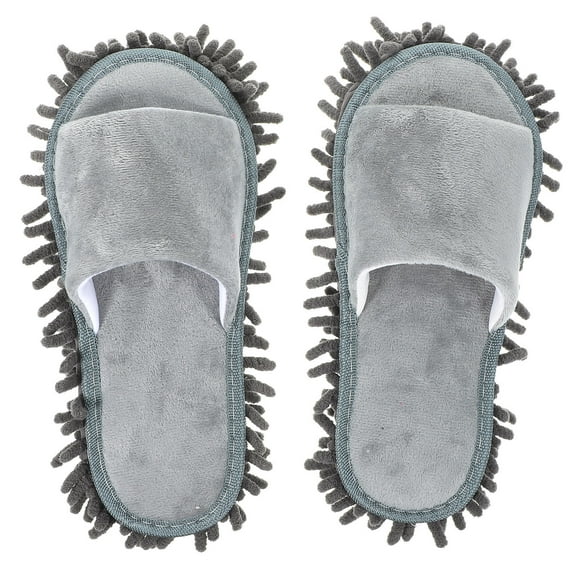 LULULION duster slippers for women Chenille Open-toe Grey 1 Pair