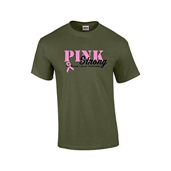 Breast Cancer Awareness Pink Ribbon Strong For Cancer Cause Cure Life Unisex Adult Short Sleeve T-shirt-Military-Small
