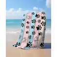 thumbnail image 4 of Pink Blue Paw Print Beach Towels Oversized Super Absorbent, Vintage Farmhouse Rustic Wooden Grain Lightweight Bath Towel Quick Dry Sets For Bathroom/Pool/Rv Camping/Beach Play/Gym Room/Picnic 23"x47", 4 of 8