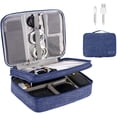 thumbnail image 1 of Bolsa Electrónica Multifuncional Bolsa de Cables Portátil Impermeable para Tableta, Disco Duro Externo, Cargador, Cables, Objetos, Adaptadores, Tarjetas de Memoria, Cables USB (Azul-3 Capas), 1 of 5