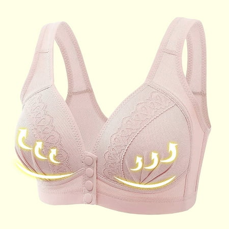 

Lhked Bras for Women Clearance Ladies Traceless Comfortable No Steel Ring Vest Breathable Gathering Front Opening Buckle Bra Woman Underwear Pink XL