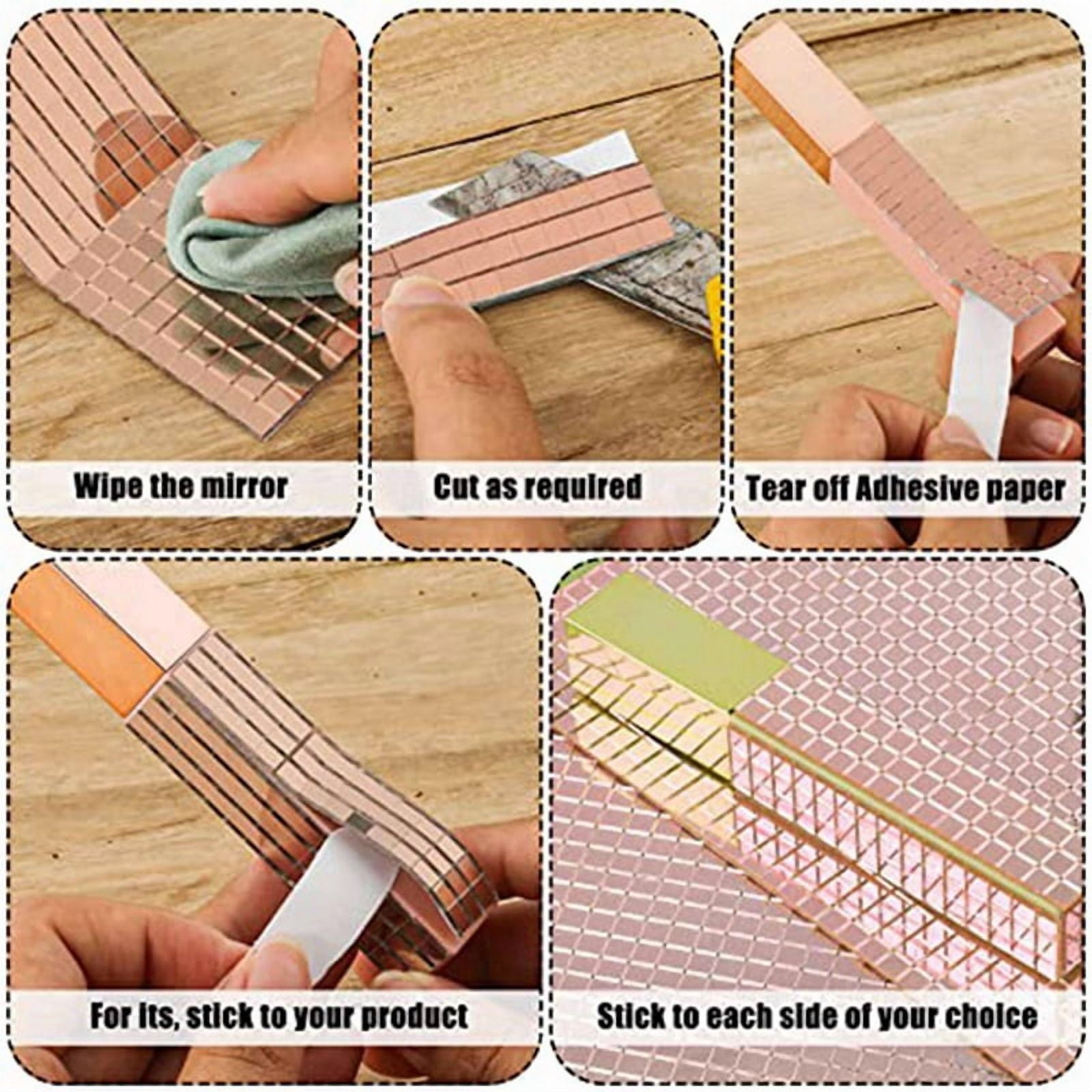 12000Pcs Self-Adhesive Mirrors Mosaic Tiles, 20 Sheets Glass Tile 5X5mm Glass Mirrors Mosaic Tiles Sticker (Rose Gold)