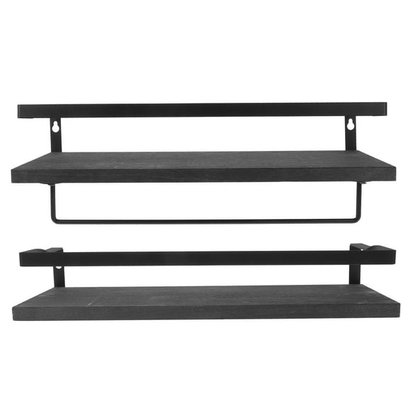 2pcs Rustic Floating Wall Shelves Decorative Storage Rack Shelf Wall-mounted Shelves