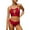 Red, variant on Alove Women Soild Bikini Tie Swimsuit Sexy Bathing Suit 2 Piece Set