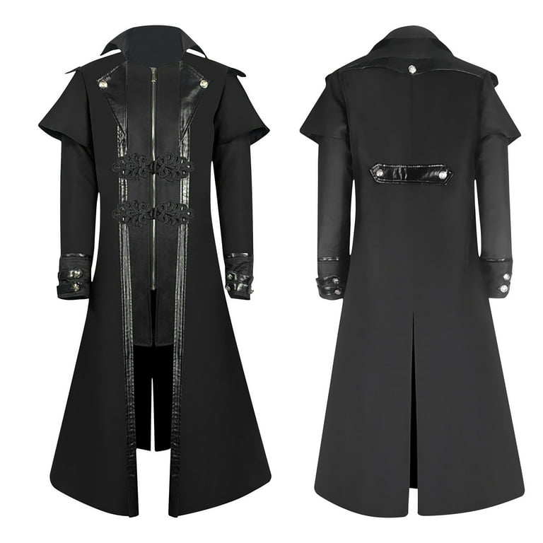 WREESH Mens Steampunk Long Trench Coat Gothic Vintage WREESH Mens Steampunk Long Trench Coat Gothic Vintage
