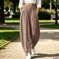 thumbnail image 6 of Cmtiyu Linen Pants Women, Casual High Waist Lightweight Palazzo Pants with Pockets, Comfort Loose Outdoor Pants, S-2XL, 6 of 10