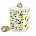 thumbnail image 1 of Black and Yellow Piggy Bank, Prehistoric Patterns of Minimalism 80's 90's Years Memphis Style, Ceramic Coin Bank Money Box for Cash Saving, 3.6" X 3.2", Black Yellow White, by Ambesonne, 1 of 4