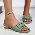 thumbnail image 6 of ZEZKT Women's Flat Slippers Sandals Dressy Summer Open Toe Slip On Leather PU Sandals Green 6.5, 6 of 7