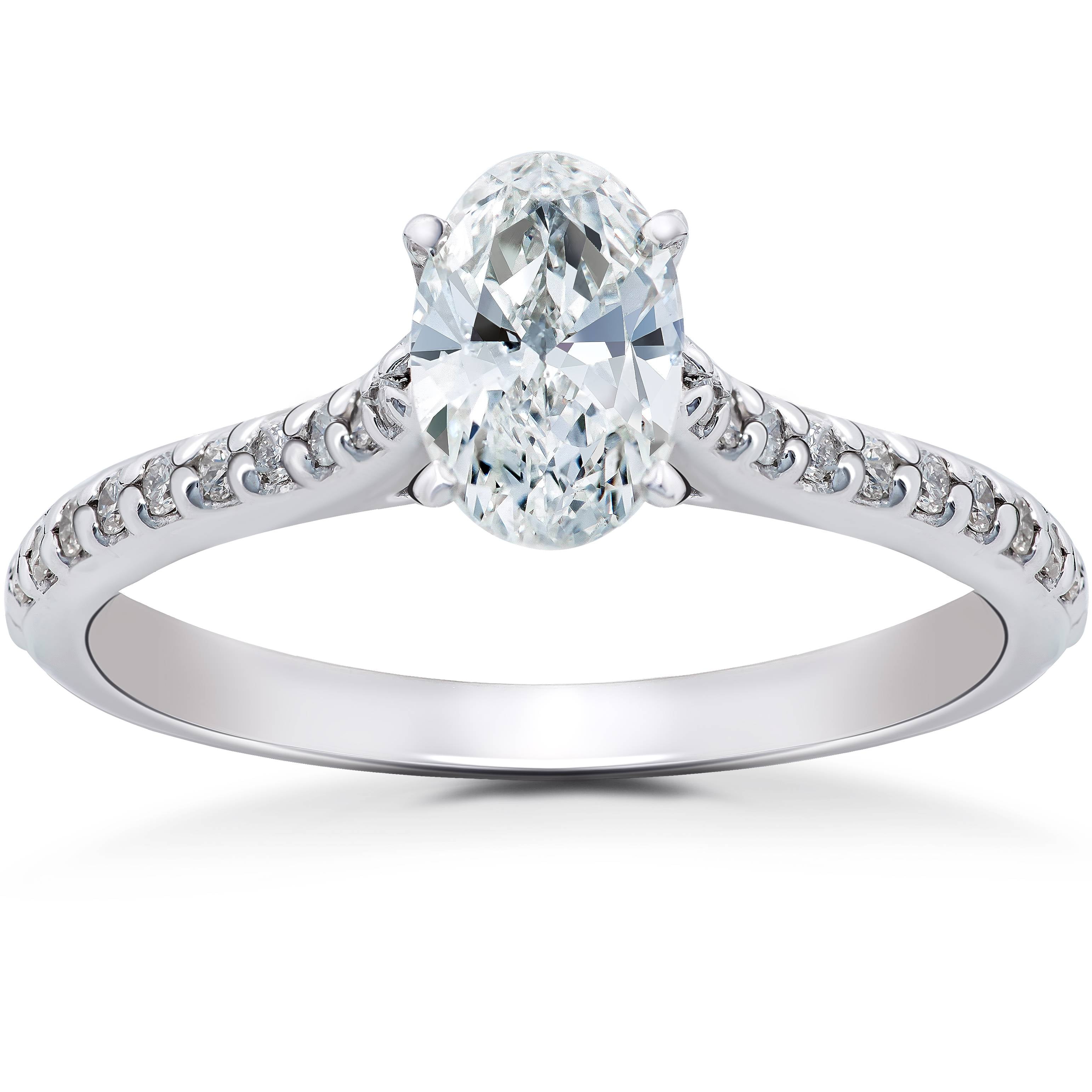 1 1/4ct Oval Diamond Engagement Ring Cathedral Setting Solitaire 14K White Gold Walmart Canada