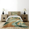 thumbnail image 3 of Ambesonne Mid Century Modern Boho Quilted Coverlet 2 Pcs, Landscape, Twin Size, Amber Teal Burnt Orange, 3 of 4