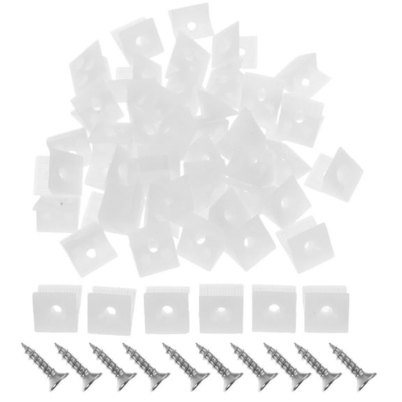 WHAMVOX 50pcs Plastic Angle Bracket with Self-Tapping Screws for Cabinet and Wardrobe Shelves for DIY Furniture Projects and Drawer Repair Kit