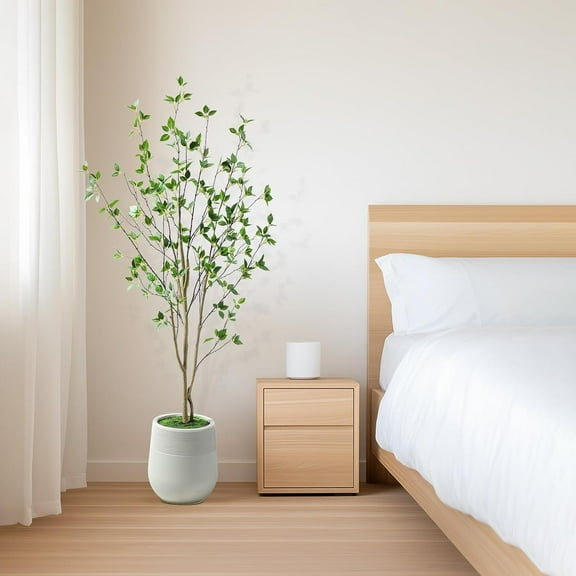 5ft Artificial Citrus Tree with Realistic Leaves, Sturdy Indoor Outdoor Decor for Home Office Living Room