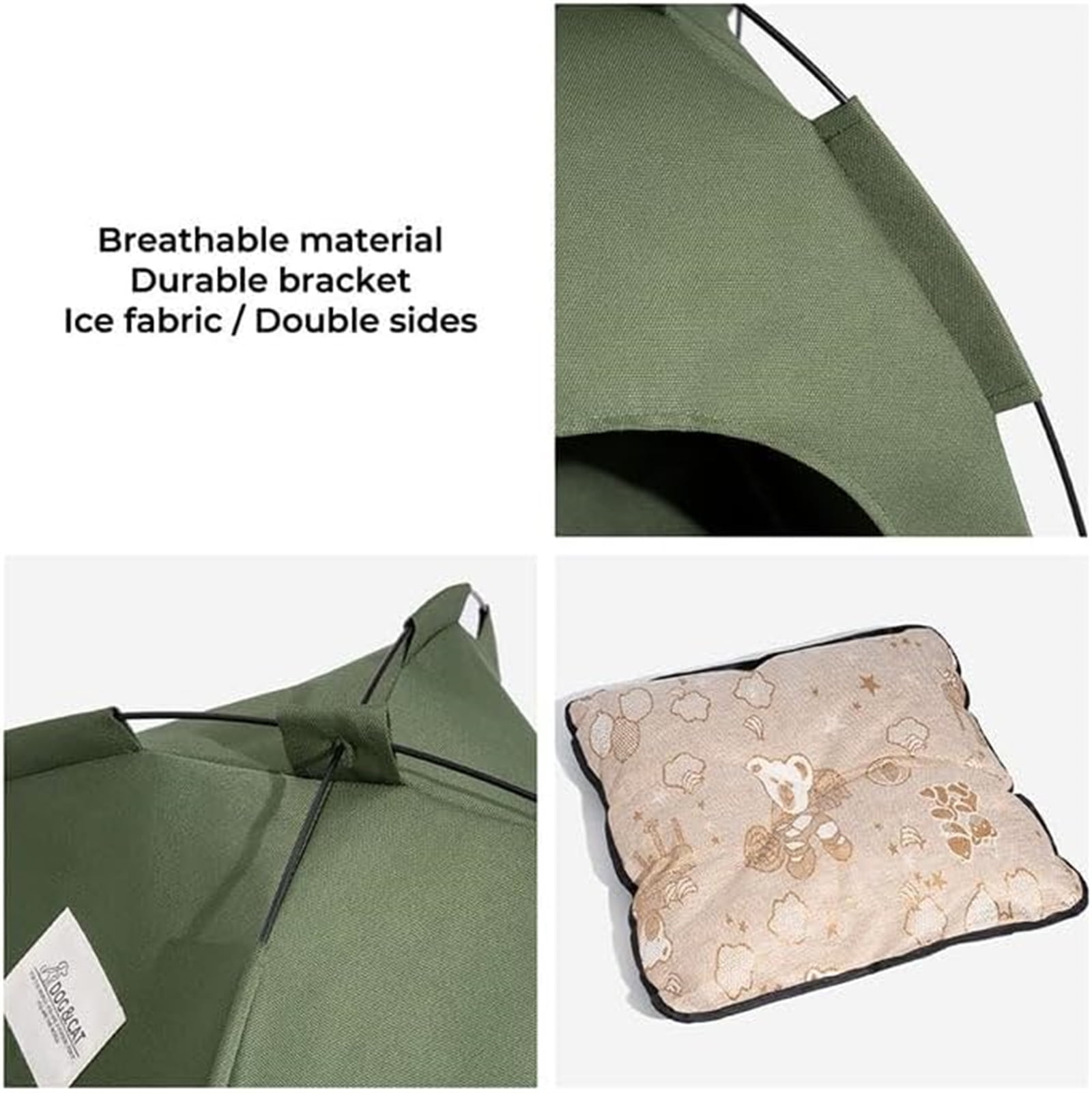 Dog Bed Camping Cat Tent with Cushion for Pets Indoor Cat Nest for Small Kitten & Puppy Dogs Portable and Easy to Clean Green Large