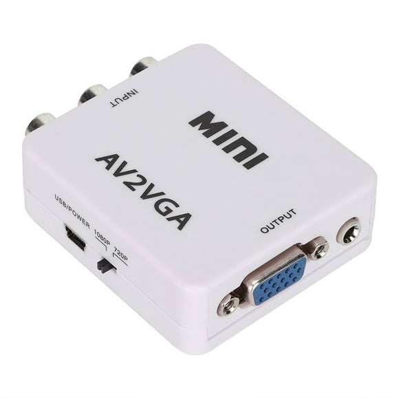 POINTERTECK Convertisseur Adaptateur AV vers VGA Pratique pour Vidéo Audio, Convertisseur Vidéo de Haute Qualité pour Téléviseur Décodeur avec Câble USB pour Moniteur Ordinateur Portable de Bureau PC Téléviseur