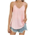 thumbnail image 2 of LOVZFMLL Women's Tank Tops Sleeveless Summer Tops Spaghetti Strap Loose Fit Beach Vacation Casual Eyelet Embroidery Blouses Pink S, 2 of 3