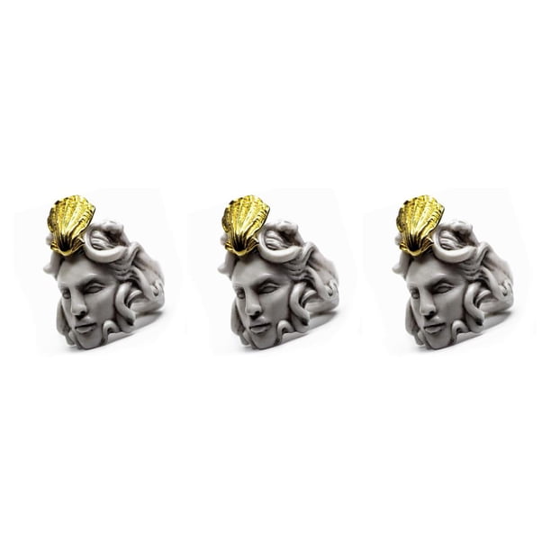 Sonducket Anillo de cabeza de anciano Estilo retro Anillos de escultura de aleación de concha dorada Joyería de boda universal Aro Favores de Type4 NO4