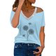 thumbnail image 1 of Gibobby Camisa De Invierno Blusa de manga corta con estampado de diente de león y cuello en V de verano para mujer（Aqua， M), 1 of 5