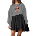 thumbnail image 1 of Pisexur Robes de Noël pour Femmes Mode Imprimé Noël Robes de Vacances Décontractées Col Rond Manches Longues Robe Fluide à Étages Mini Robe de Fête, 1 of 4