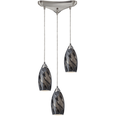 

Pendants 3 Light With Satin Nickel Finish Smoke Galaxy Glass Medium Base 10 inch 180 Watts - World of Lamp