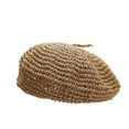 thumbnail image 6 of CoCopeanut New Summer Weave Beret Female Straw Hats for Women Spring Autumn Flat Sun Hat Breathable Casual Holiday Artist Beach Cap Chapeau, 6 of 6