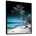 thumbnail image 2 of Designart "Monochrome Serenity Turquoise and Grey Beach III" Nautical & Beach Floater Framed Wall Art Print, 2 of 7
