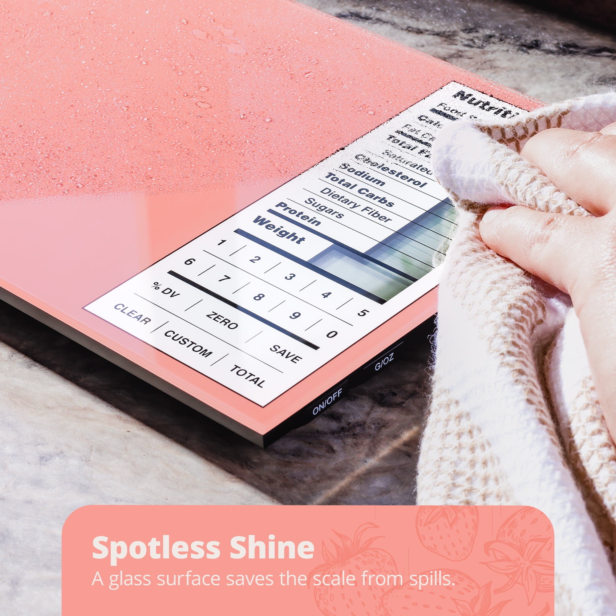Greater Goods Digital Nutrition Scale with Glass Surface, Pink