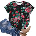 thumbnail image 3 of Tops de Ajuste Suelto para las Mujeres Impreso Manga Corta Suéter Camiseta Cuello Redondo Blusa Casual, Top de Moda para el Uso Diario Y las Salidas, 3 of 6