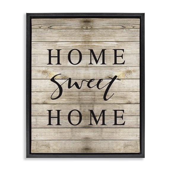 Stupell Industries Rustic Lodge Home Sweet Home Family Typography Black Floating Frame Canvas Art, 25 x 31, by Border Bloom