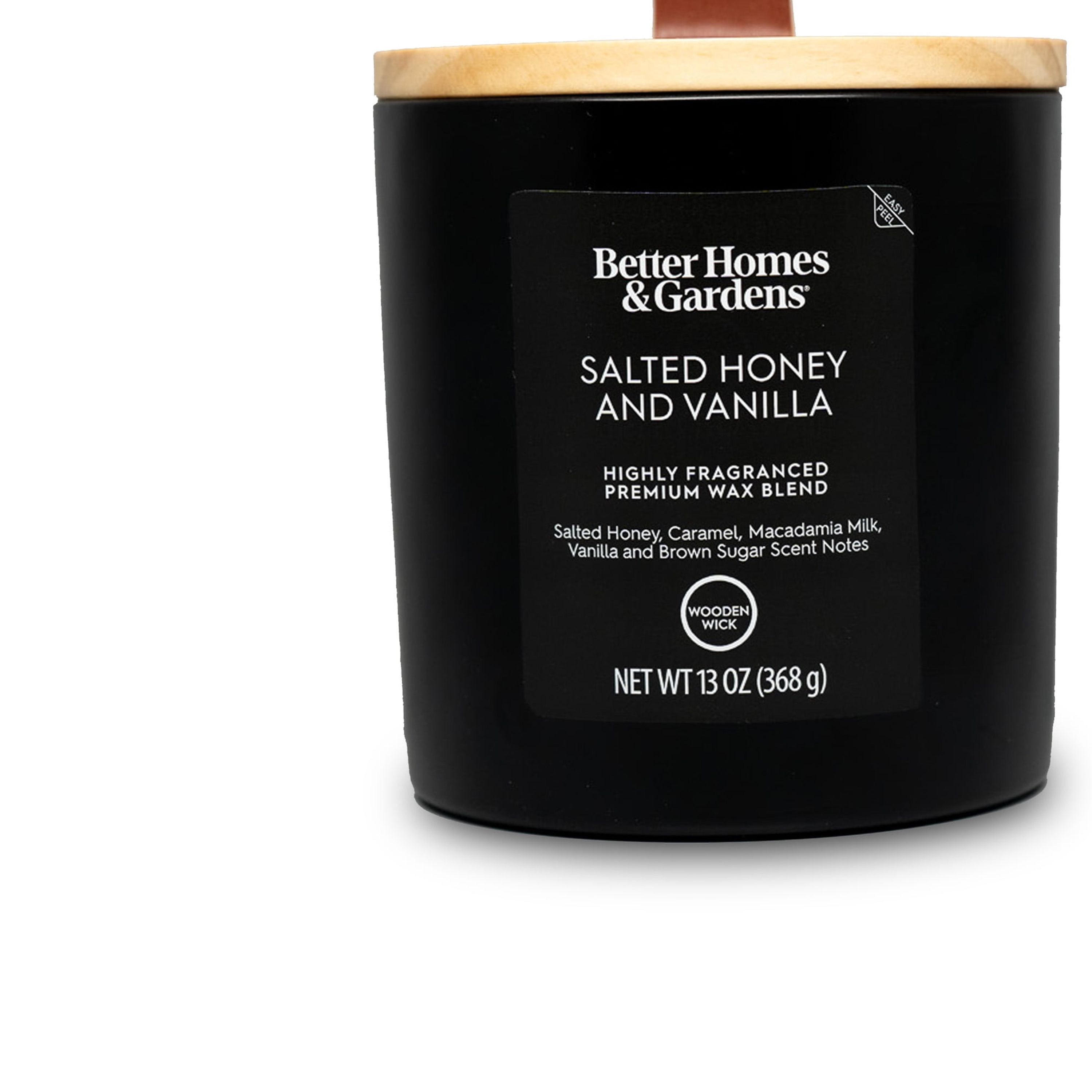 (4 pack) Better Homes & Gardens 13oz Salted Honey & Vanilla Scented Wooden Wick Jar Candle