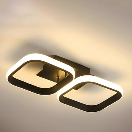 HIBIBUD Modern LED Ceiling Lights Ceiling Lamp Ceiling Lighting Fixtures for Living Room Kitchen Dining Room Bedroom - Black Square Warm