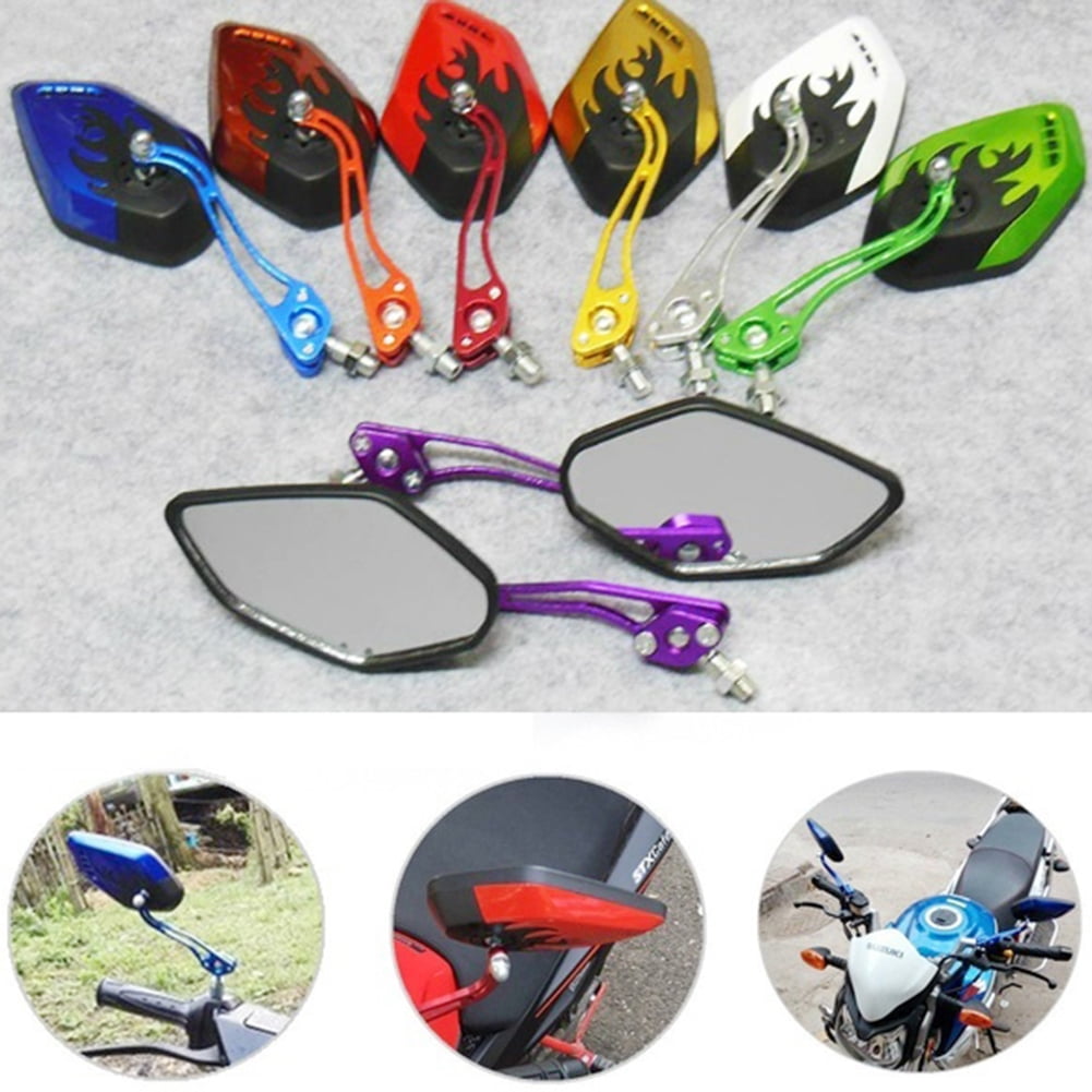 Anvazise 8/10mm Motorbike Scooter Motorcycle Handlebar Mount Rear View Mirrors Blue 2Pcs/Set