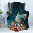 thumbnail image 4 of Cartoon Soft Flannel Fleece Throw Blanket, Spacecraft Planets Outer Space Theme Rocket Stars Galaxy Cosmic Illustration, Cozy Plush for Indoor and Outdoor Use, 60" x 80", Multicolor, by Ambesonne, 4 of 5