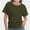 Olive Green, variant on Womens Short Sleeve Boat Neck Side Shirring Dolman Drape Top