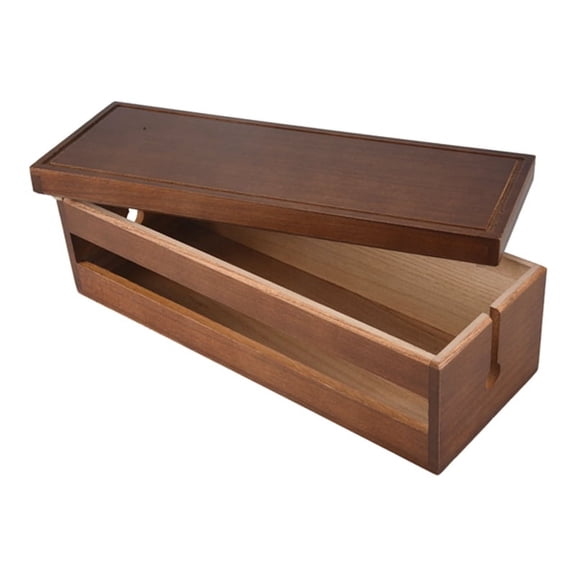 Cable Management Box Wooden Cord Organizer Box for Extension Cord Power Stripe Surge Protector Wire (Coffee Color)