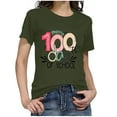 thumbnail image 6 of IROINNID Women's Casual Fashion T-shirt Short Sleeve Happy 100th Day Of School Printed Round Neck Tops, 6 of 7