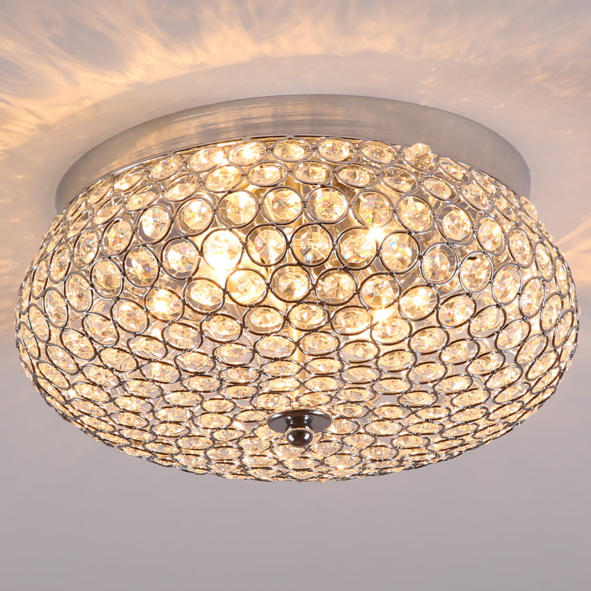 Modern Crystal Pendant Light for Home Entryway Kitchen Hallway Mini Chandelier Crystal Ceiling Lighting,Semi Flush Mount Ceiling Lamp Fixture