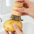 thumbnail image 5 of Bamboo Scrub Brush Clean Pan Kitchen Dish Scrubber Set of 2 • Bamboo Dish Brush for Washing Pots, Pans, Dishes & Plates • Natural Bristle Wooden Brushes for Washing Up 1Pc, 5 of 7