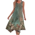 thumbnail image 2 of Itsame Women's Summer Dress, Sleeveless Fashion Prints Casual Ruffle Beach Dress Army Green, 2 of 5