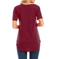 thumbnail image 4 of Camiseta de mujer, cuello en V, manga corta, larga, casual, para fiesta, tops Irfora Borgoña M, 4 of 7