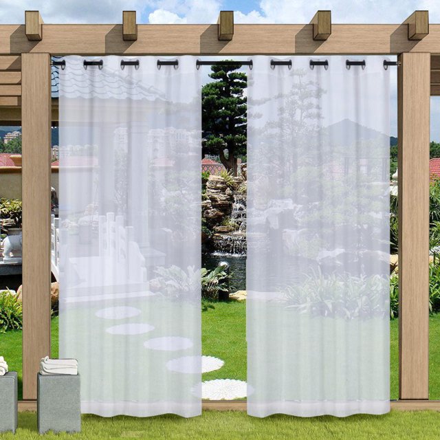 Amdohai 1 Panneau Rideau Extérieur Semi-Transparent Rideau Imperméable Intimité Rideaux à Oeillets