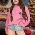 thumbnail image 2 of Big Girls Long Sleeve Sweatshirts Children's Autumn and Winter Fashion Printed Round Neck Hoodie Coat Pullovers Tops Size 9-10T,Pink, 2 of 4