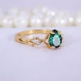 thumbnail image 3 of 1Ct Lab Created Emerald Pear Cut Women's Engagement & Wedding Fancy Ring In 14k Yellow Gold Plated, 3 of 5
