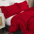 thumbnail image 2 of D.N.G. BEDDINGS Luxurious 3 Piece Double Ruffle Duvet Cover With Zipper Closure, 100% Egyptian Cotton, 800 Thread Cotton Full/Queen Size Red Solid, 2 of 6