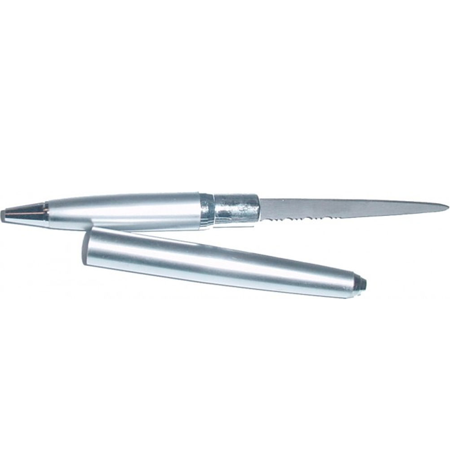 - Chrome Pen Knife Stainless Steel Hidden Blade Ball Silver Letter Opener Mini