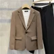 thumbnail image 4 of Chaqueta de vestir de negocios negra, chaqueta de traje para hombre, blazer de un solo pecho para hombre, ropa elegante para hombre, moda de verano, simple, vintage 2024, 4 of 5
