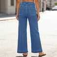thumbnail image 7 of Wide Leg Jeans Woman 2026 Trendy Washed Blue Flared Bootcut Denim Pants with Pockets Palazzo Jeans Streetwear, 7 of 7