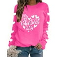 thumbnail image 4 of Women's Valentine's Crewneck Sweatshirt with Heart Print Long Sleeve Pullover for Romantic Celebrations Hot Pink-4 M, 4 of 8