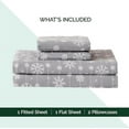 thumbnail image 5 of 4-Piece Ultra Soft 100% Turkish Cotton Flannel Sheet Set - Holiday Christmas Flannel Sheets, Warm and Cozy , Deep Pocket Fitted Sheet- Twin, Snowflake Gray, 5 of 5